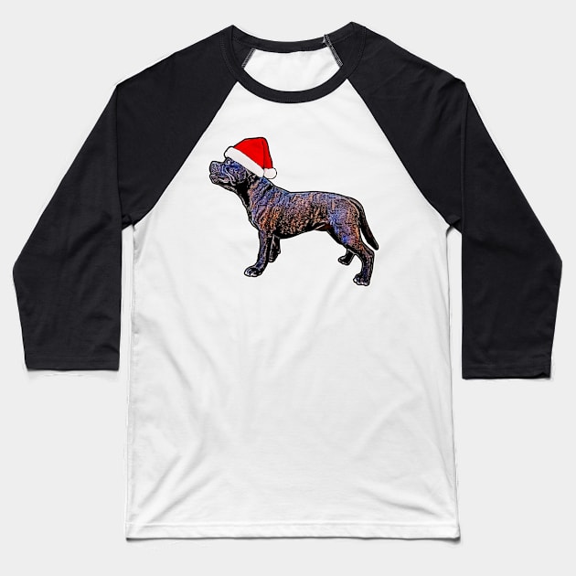 Staffordshire Bullterrier Xmas Baseball T-Shirt by AikasHeaven